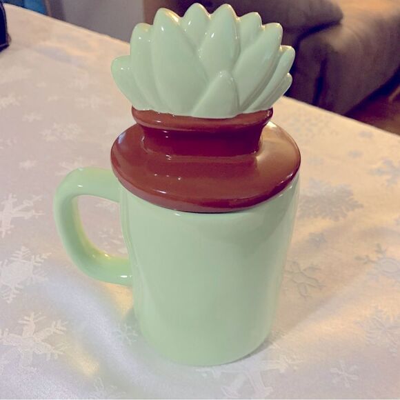 Rae Dunn Coffee Cup Tea Mug with Lid Aloe From the Other Side Excellent no chips - Picture 2 of 5